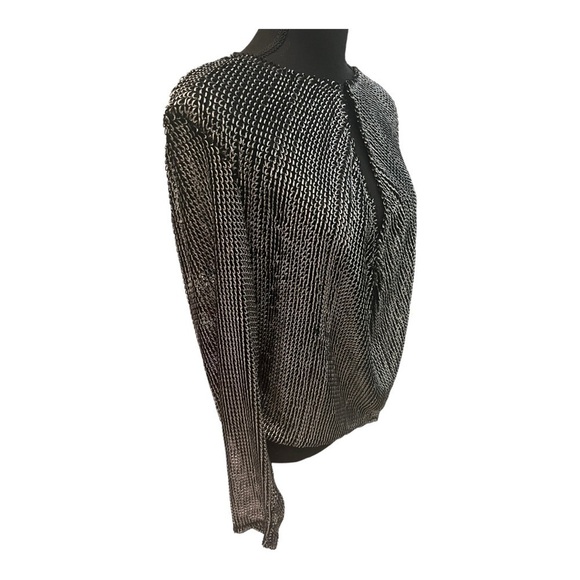 ZARA Metallic textured knit Long Sleeve Top M - Picture 5 of 13